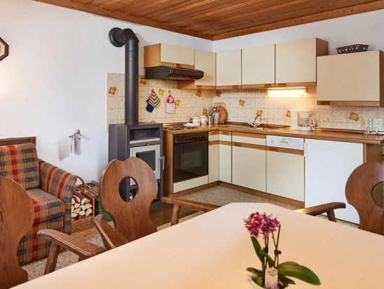 Wohnküche mit Essecke im Appartement